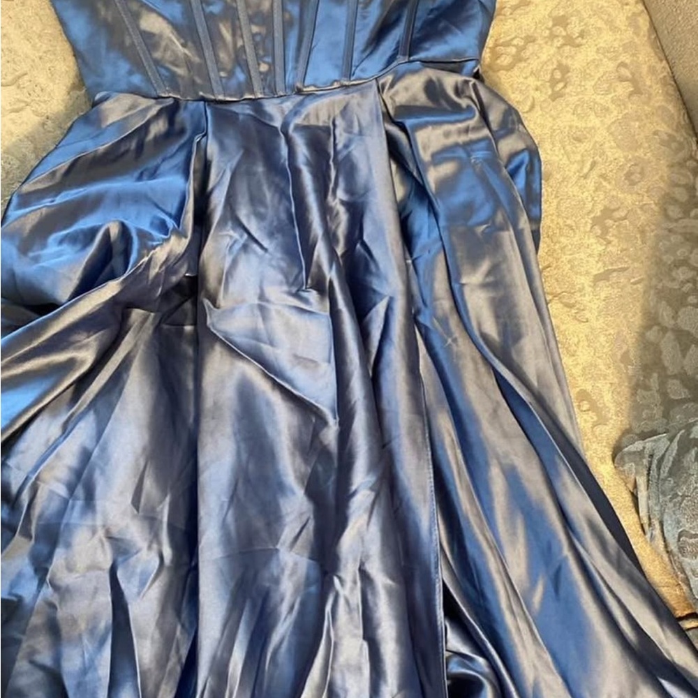 YaYa Aflalo Royal Blue Satin Prom Dress